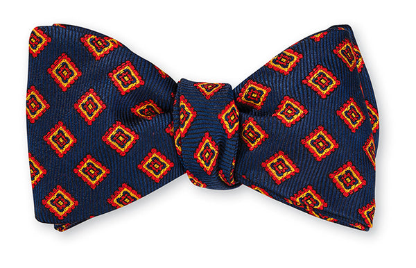 Bow Tie in Luxurious Print Handmade from Two Vintage Neckties