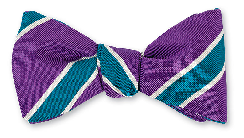 Turquoise Striped Satin Bow Tie Turquoise Striped Satin Bow Tie