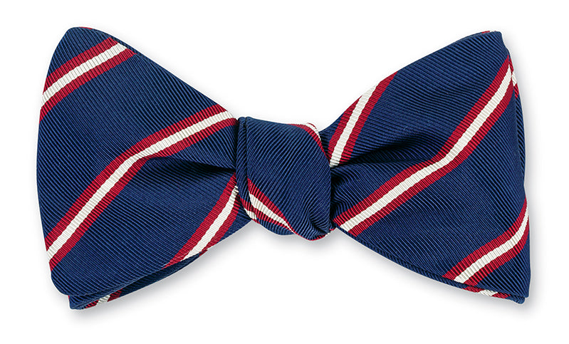 navy stripe bow tie