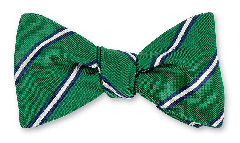 Green/Navy Queens Stripes Bow Tie