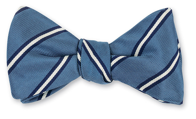 Light Blue/Navy Queens Stripes Bow Tie