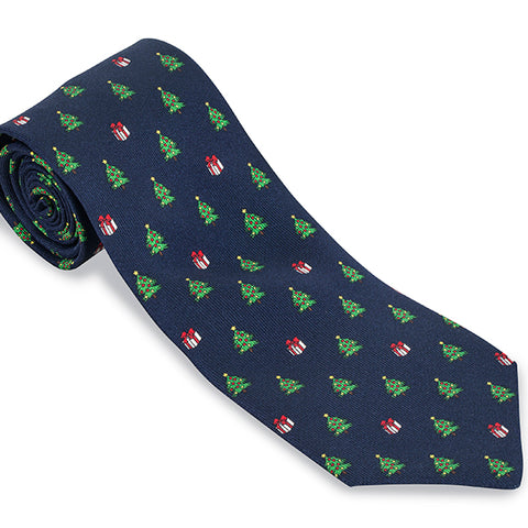 navy christmas necktie