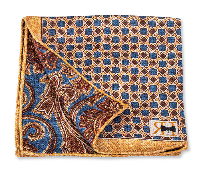 Yellow Geometric/Paisley Pocket Square