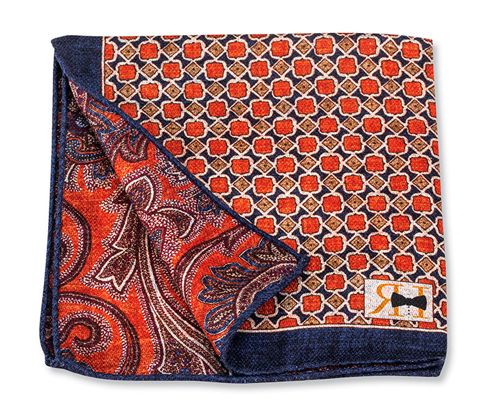 Navy Geometric/Paisley Pocket Square