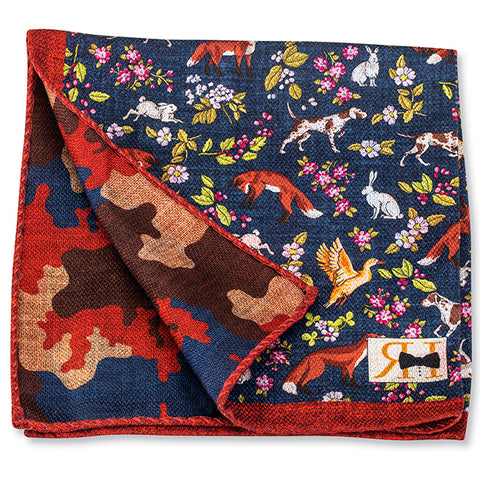 Navy Fox/Camo Pocket Square