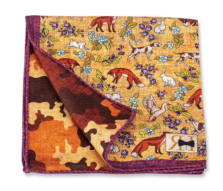 Yellow Fox/Camo Pocket Square