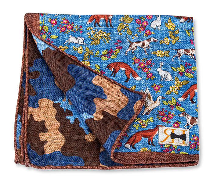 Blue Fox/Camo Pocket Square