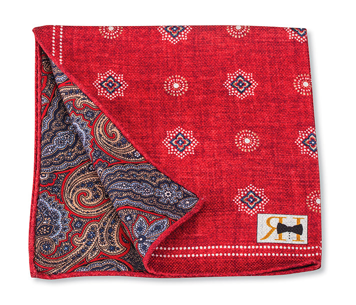 Red Medallions/Paisley Pocket Square