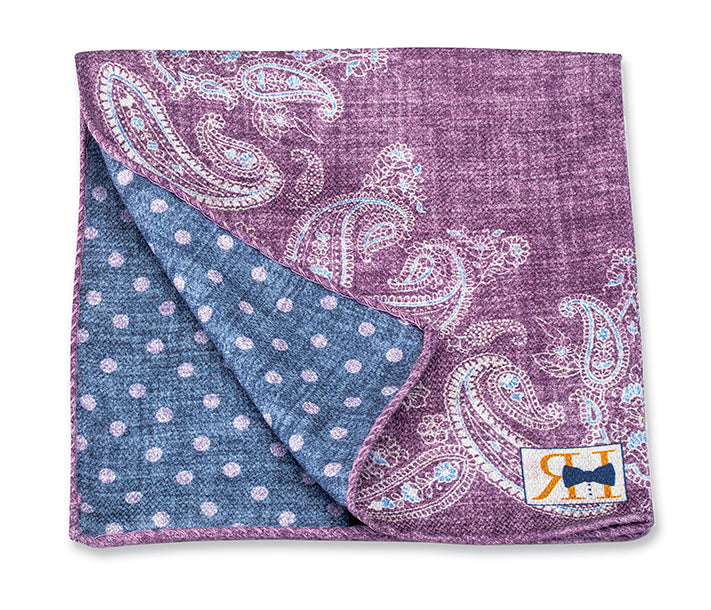 Purple/Blue Paisley/Dot Pocket Square