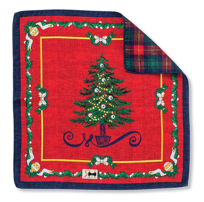 Red Christmas Tree Pocket Square