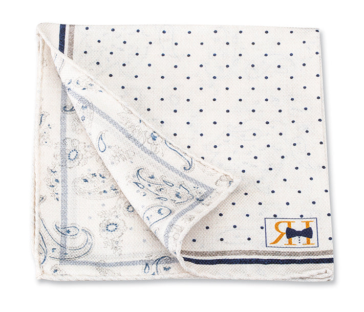 White Dot/Paisley Pocket Square