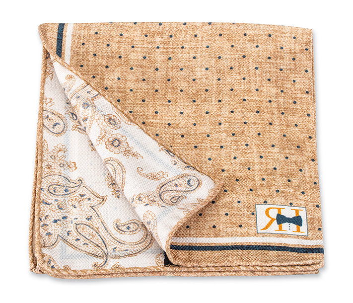 Camel Dot/Paisley Pocket Square