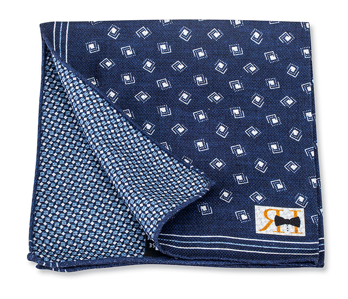 Navy Geometric Pocket Square