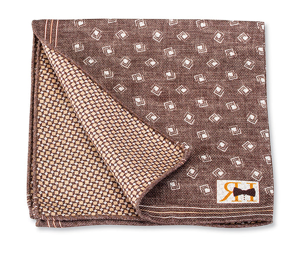 Brown Geometric Pocket Square