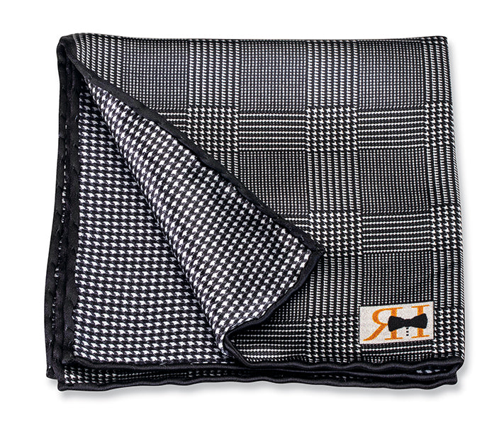 Black Plaid/Houndstooth Pocket Square