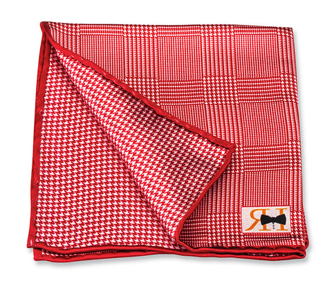 Red Plaid/Houndstooth Pocket Square