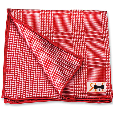 Red Plaid/Houndstooth Pocket Square