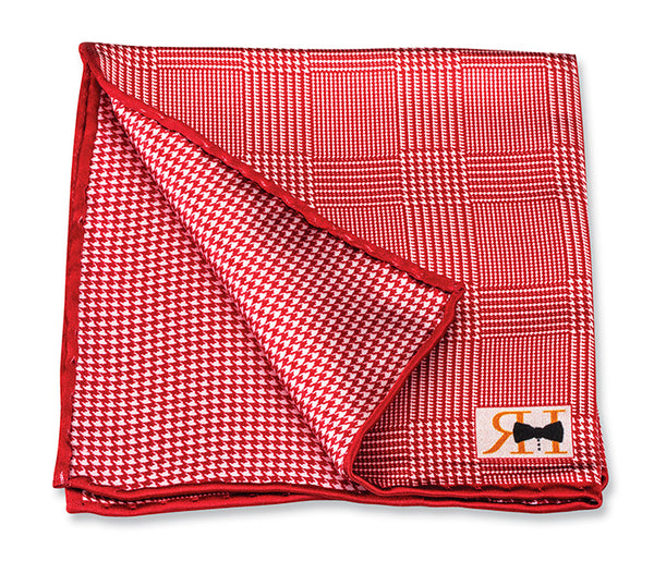 Red Plaid/Houndstooth Pocket Square