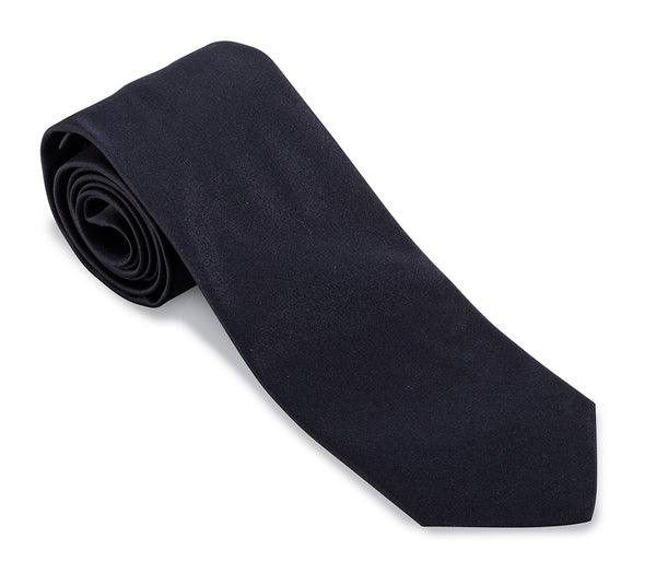 Solid Navy Silk Satin Necktie