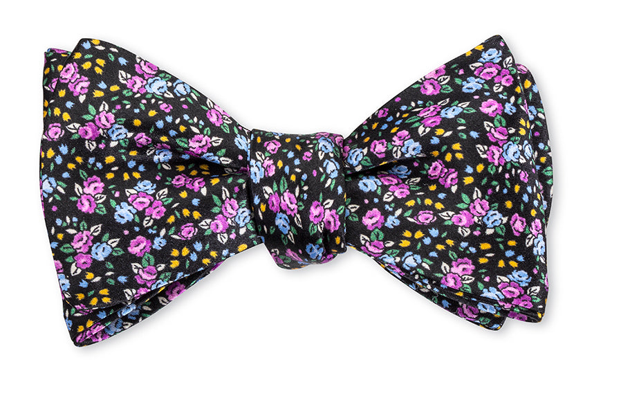 Black Agnes Floral Bow Tie