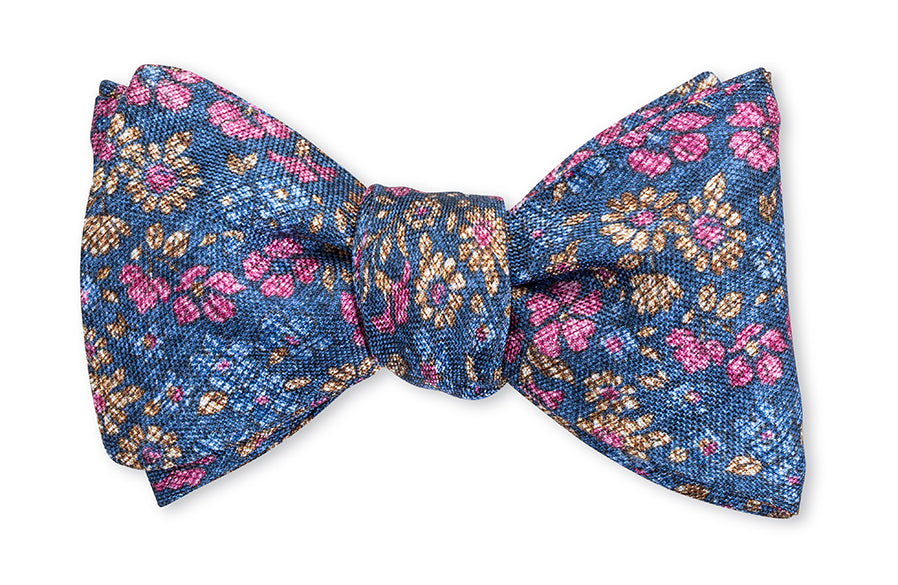 Navy Alfred Floral Bow Tie