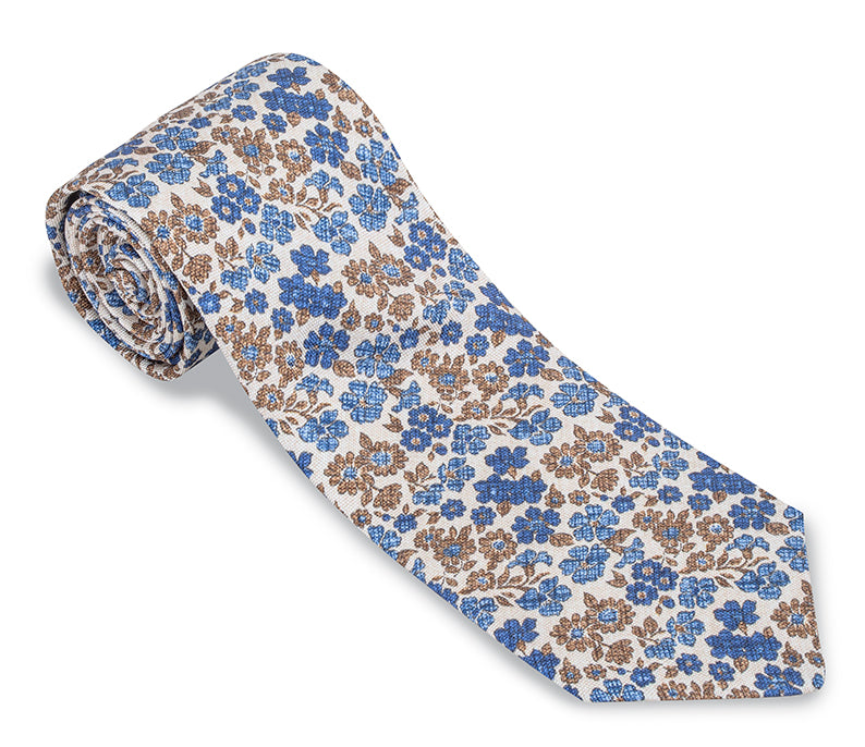 White Alfred Floral Necktie