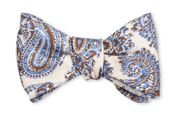 White Alfred Paisley Bow Tie