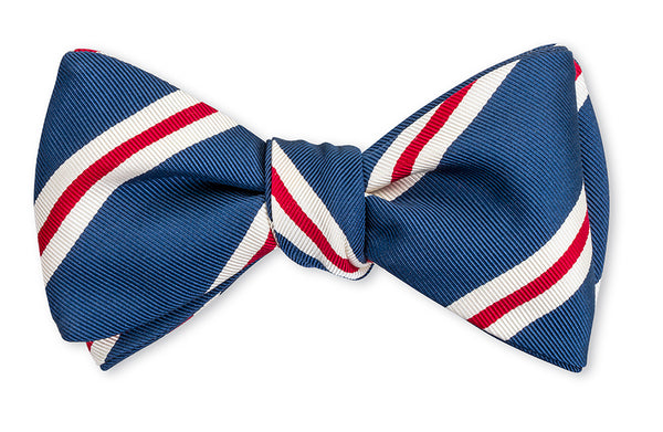 Navy/Red Banks Stripes Bow Tie