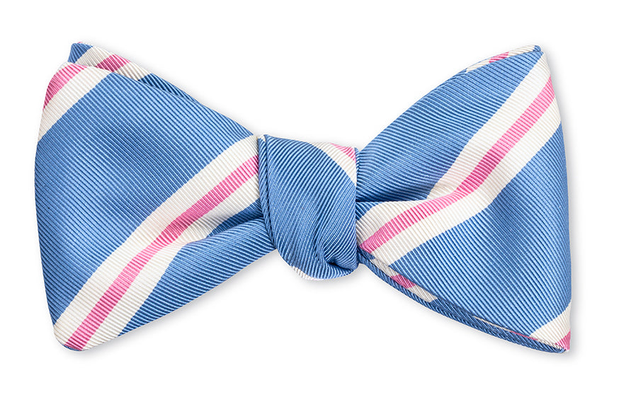 Cobalt/Pink Banks Stripes Bow Tie