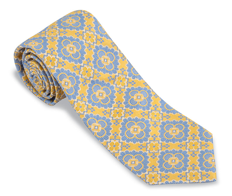 Yellow/Cobalt Bannock Medallions Necktie