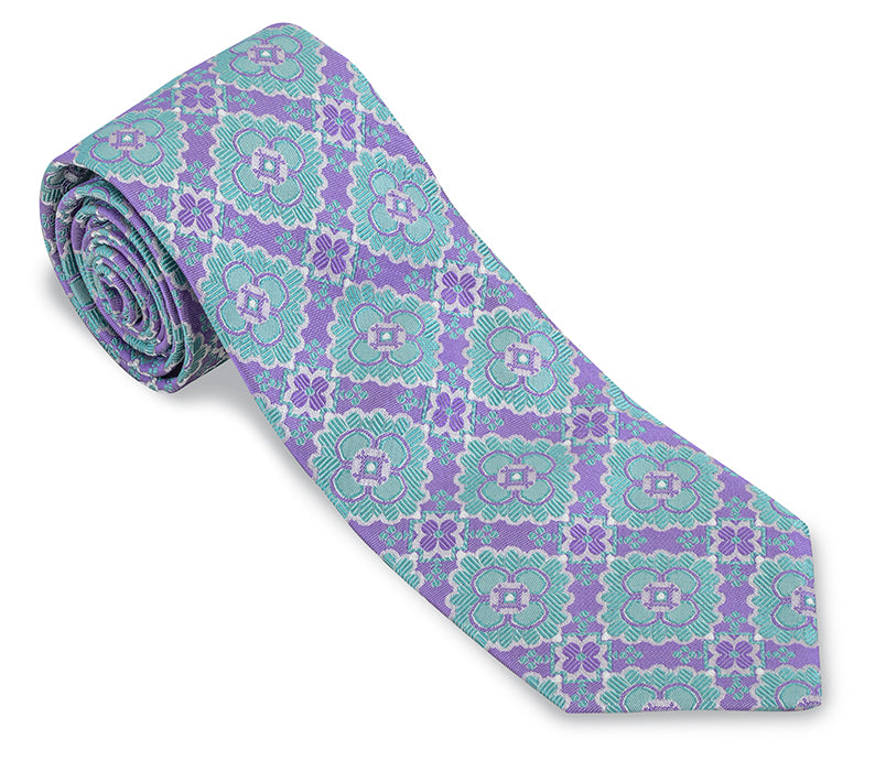 Violet/Green Bannock Medallions Necktie