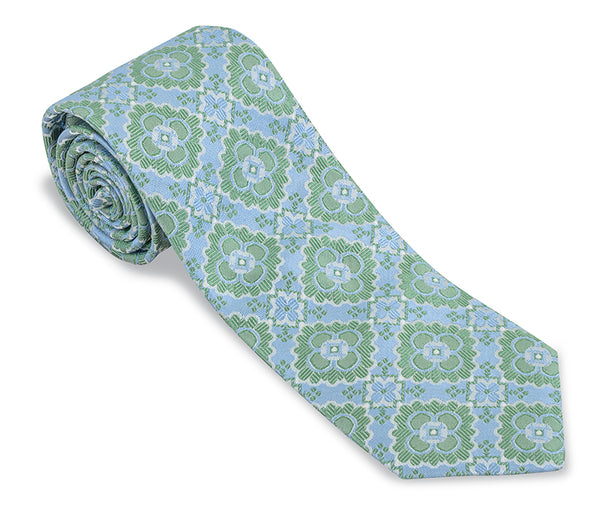 Cobalt/Green Bannock Medallions Necktie