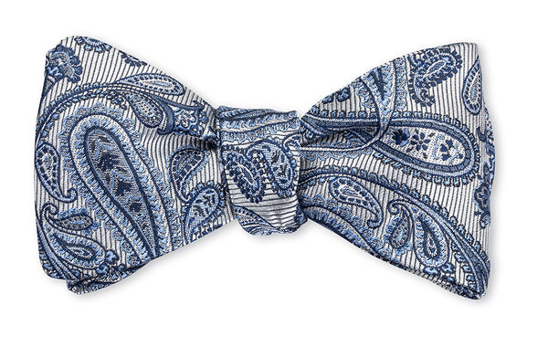 Silver Evans Paisley Bow Tie