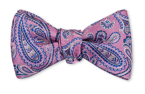 Pink Evans Paisley Bow Tie