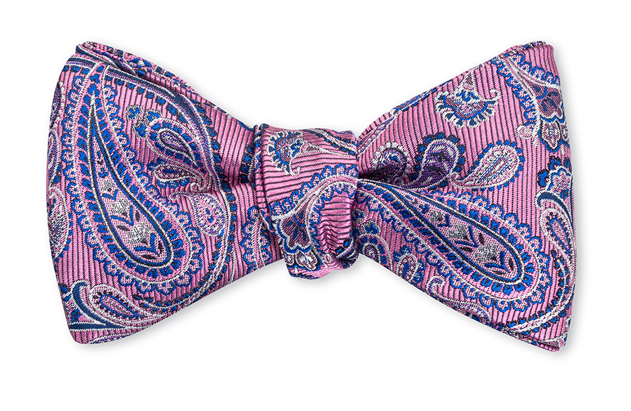 Pink Evans Paisley Bow Tie