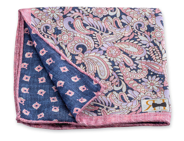 Pink Paisley/Vintage Foulard Pocket Square