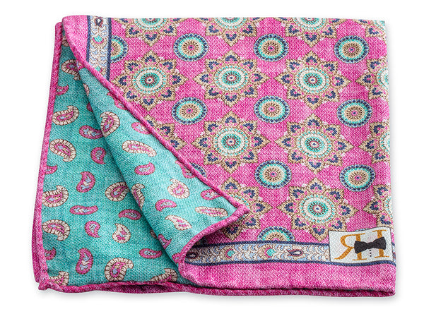 Pink Medallion/Pine Pocket Square