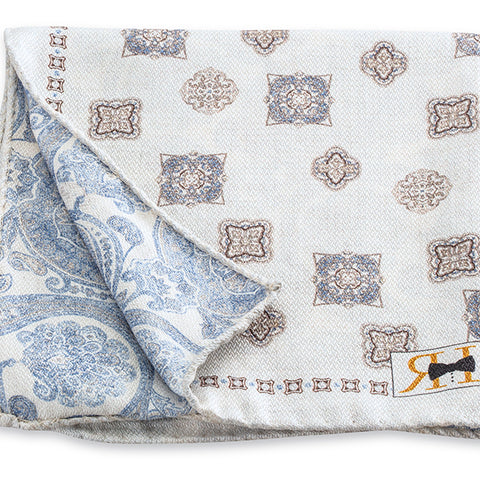 White Medallions/Paisley Pocket Square