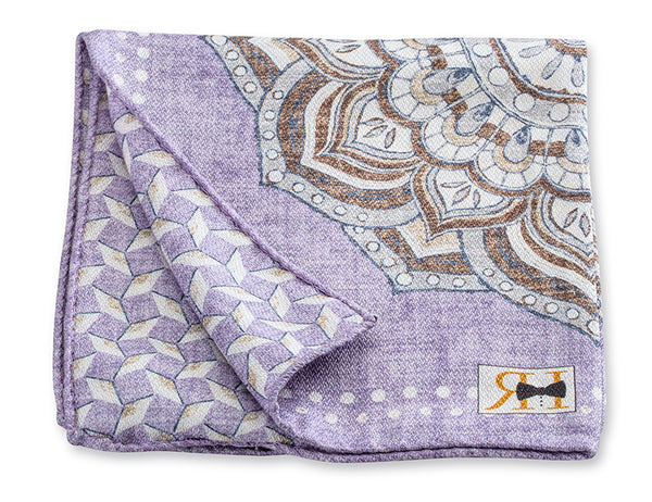 Lavender Large Medallion/Diamonds Pocket Square