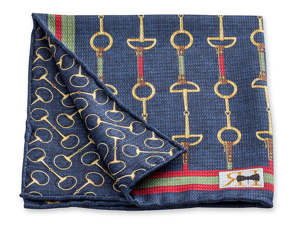 Navy Girth & Bit Pocket Square