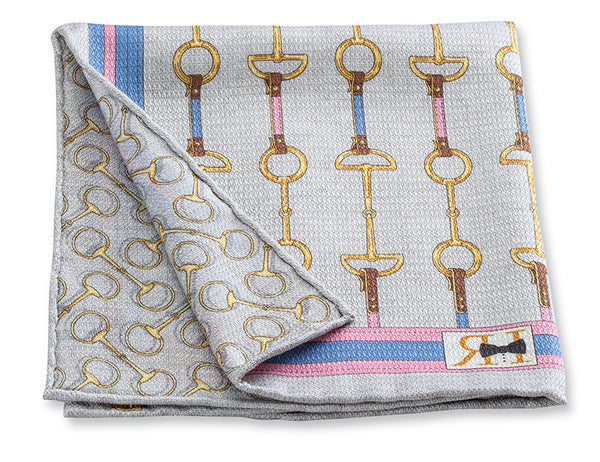 Gray Girth & Bit Pocket Square