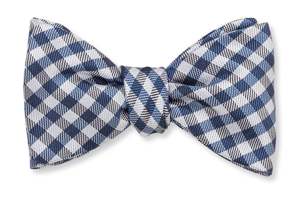 Blue/Black Claiborne Gingham Bow Tie