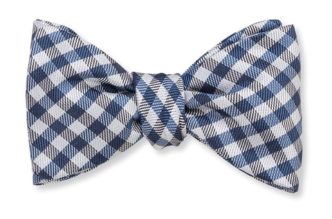 Blue/Black Claiborne Gingham Bow Tie