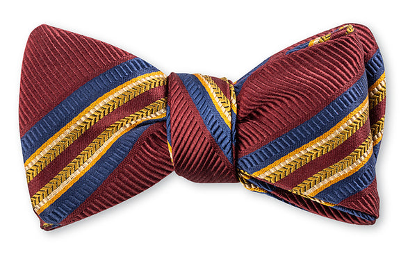 Burgundy Mogador Stripes Bow Tie