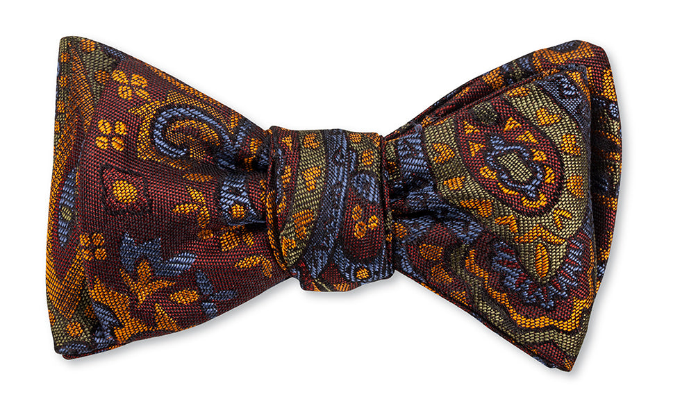 Burgundy Fernbank Paisley Bow Tie