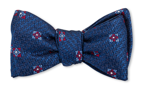 Navy Heather Medallions Bow Tie