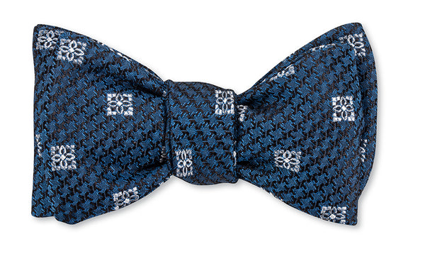 Black/Blue Heather Medallions Bow Tie