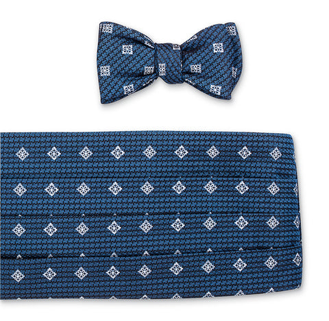 Black/Blue Heather Medallions Cummerbund Set
