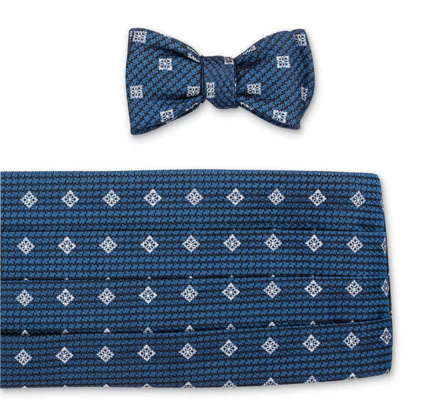 Black/Blue Heather Medallions Cummerbund Set