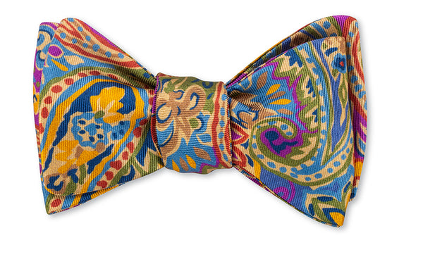 Blue/Purple/Gold Freeport Paisley Bow Tie